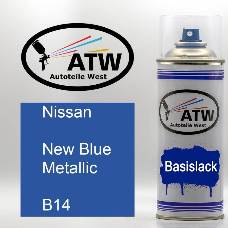 Nissan, New Blue Metallic, B14: 400ml Sprühdose, von ATW Autoteile West.